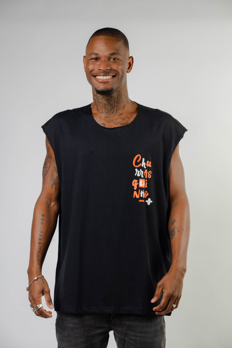 REGATA VEM PRO CHURRASQUINHO - PRETA