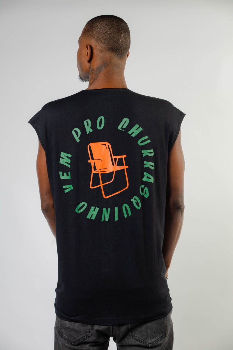 REGATA VEM PRO CHURRASQUINHO - PRETA